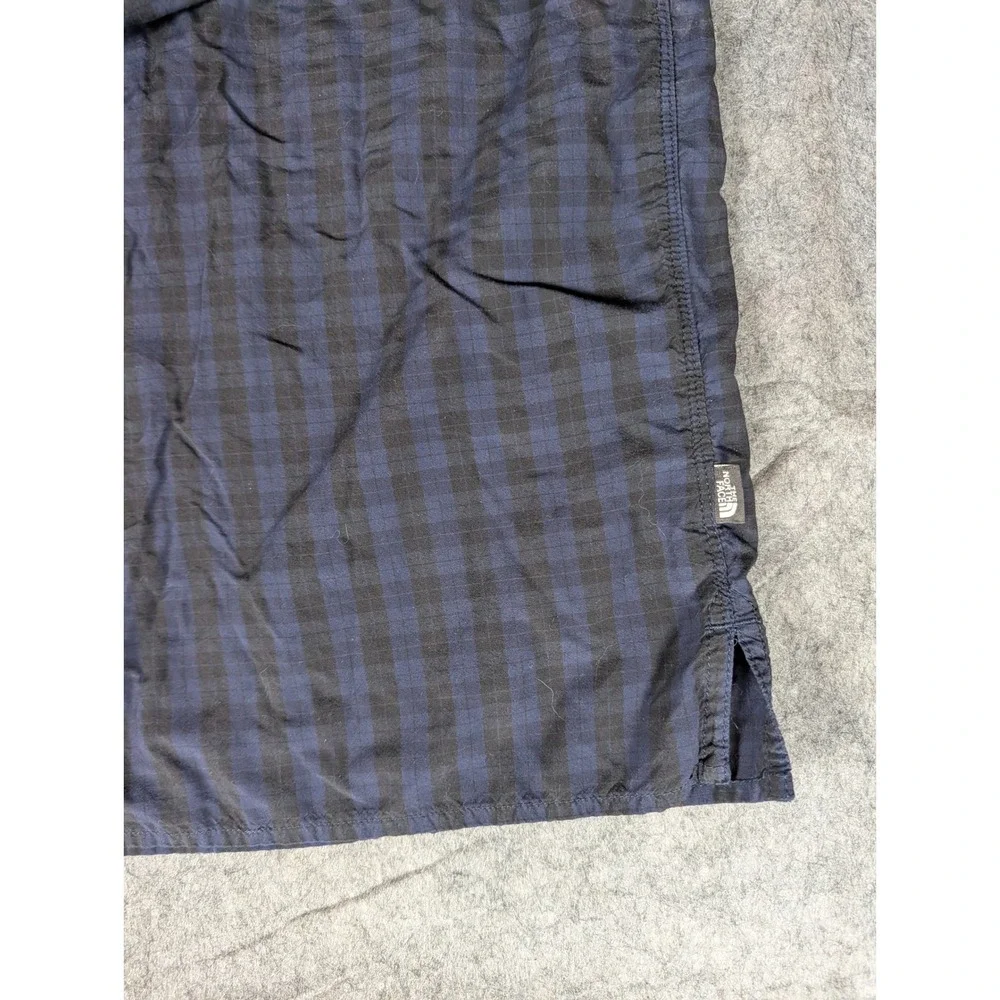 The North Face Mens Navy‎ Blue Gingham Check Long Sleeve Hiking Shirt 5150